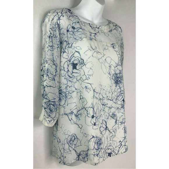 Sam Edelman Blue White Floral Print Pullover Top S - Picture 2 of 6
